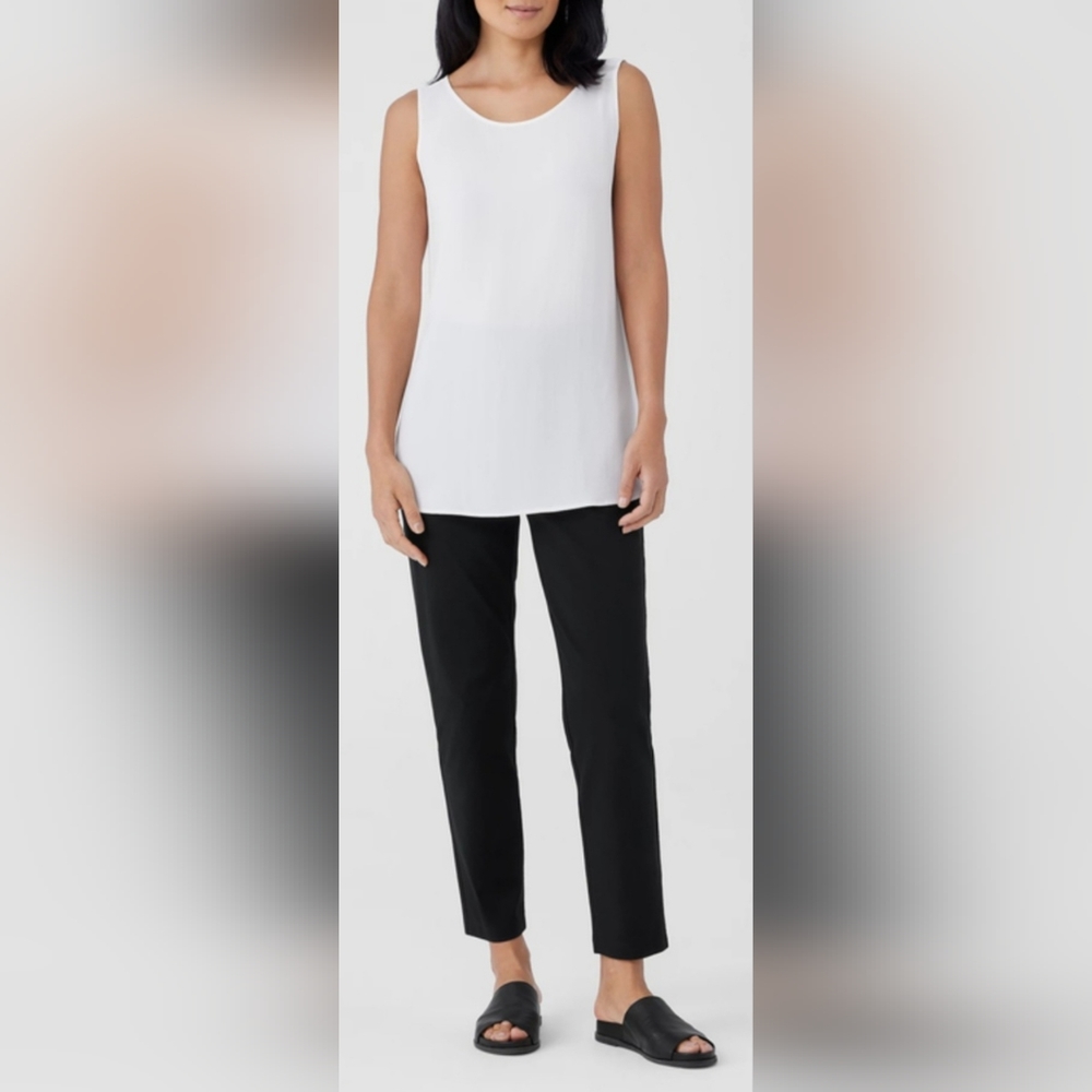 Eileen Fisher Womens 100%Organic Cotton Pants Drawstring Hook&Zip Black Medium - Picture 11 of 14